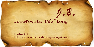 Josefovits Bátony névjegykártya